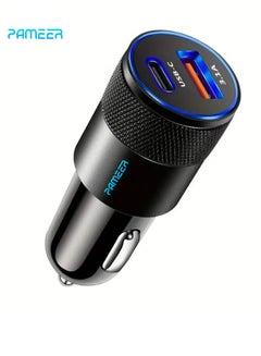 Buy Two Ports Car Charger 3.1A USB+PD/USB-C Metal Car Charger Suitable For Various Mobile Phone Ports Supports Car Power Adapter Fast Charging  Plug for Steam Deck For iPhone, iPad, Samsung, Android in UAE