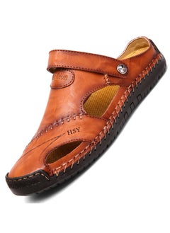 Buy Men's Dual Purpose Breathable Casual Hollowed Out Cowhide Sandals in Saudi Arabia