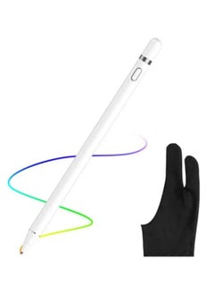 Buy Stylus Pens for Touch Screens, 1.45mm High Precision and Sensitivity Point iPad Pencil Fine Point Active Smart Digital Pen for Tablet Work at iOS and Android Touch Screen White in UAE