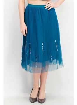 اشتري Women Textured Midi Skirt, Retro Blue في الامارات