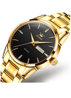 Buy Watches for Men Stainless Steel Quartz Analog Water Resistant Watch -Gold in Saudi Arabia