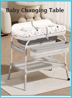 Buy Portable Baby Changing Table,Foldable Changing Table Dresser Changing Station for Infant,Nursing Bath 2 in 1,Height Adjustable Mobile Nursery Organizer in Saudi Arabia