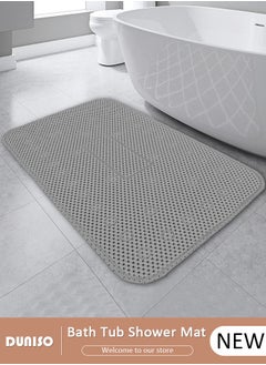 اشتري PVC Foam Anti Slip Bathroom Mat Shower Mat Waterproof Mat Foot Massage Mat With Drain Holes And Suction Cups 40*70cm Bath Mat For Tub, Toilet And Bathroom Floors-Grey في الامارات