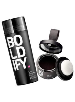 Buy Hair Fiber + Hairline Powder Build & Conceal Bundle Instant Stain-Proof Root Touchup Powder Black in UAE