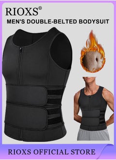 Buy Men's Slim Body Shaper Vest Abdomen Slim Top Compression Tank Shapewear With Front Zipper in Saudi Arabia