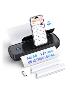 اشتري Portable Thermal Printer with Phone Holder, Wireless Bluetooth Mini Inkless Design, Supports 8.5" x 11" Letter & Legal A4/A5 Paper, Compatible with Android & iOS for Travel Use. في الامارات