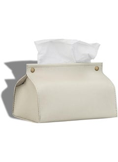 Buy Tissue Box Cover,Decorative PU Leather,Modern Tissue Organizer for Bathroom/Dresser/Bedside Table(Beige) in Saudi Arabia