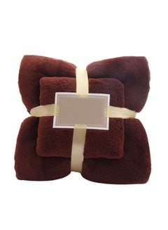 Buy Towel Set of 2 Pcs, Solid Absorbent Microfiber, Brown color in UAE
