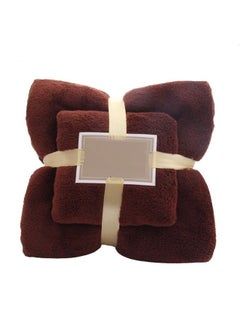 Buy Towel Set of 2 Pcs, Solid Absorbent Microfiber, Brown color in UAE