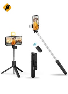 Buy Selfie Stick with LED Fill Light, Phone Tripod Stand with Detachable Bluetooth Wireless Remote Compatible with iPhone 12/11/XR/X/Pro, Galaxy S10 and More in UAE