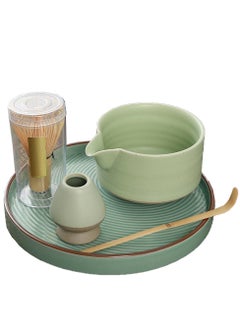 Buy Japanese Matcha Tea Set-4pcs,   Includes Matcha Bowl , Tea tray , Bamboo Matcha Whisk and Bamboo Scoop, Ceramic Matcha Kit in Saudi Arabia