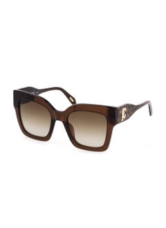 Buy Women's Square Shape  Acetate Sunglasses SJC019 520AAK - Lens Size: 52 Mm - Shiny Transp.Brown in Saudi Arabia