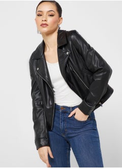 Buy Pu Zip Detail Jacket in UAE