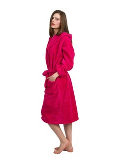 اشتري Pinkish Red Color Terry Weave Bathrobe XL Size 100% Cotton في الامارات