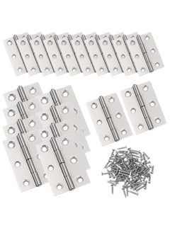 Buy Small Door Hinges Stainless Steel Folding Hinges, 3 Inch, Silver, Home Furniture Hardware Piano Cabinet Door Hinge with Screws(20 Pcs Total) in UAE