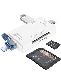 Buy Micro SD Card Reader for Android, Micro SD Card to USB Adapter, USB C SD Card Reader for Camera Memory Card Reader, 6 in 1 SD Card Reader White in UAE