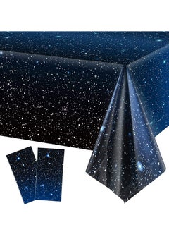 اشتري Space Tablecloth Starry Night Tablecloth Decorations Plastic Galaxy Table Cover Space Stars Theme Party Supplies for Birthday Home Decorations, 54 x 108 Inch, 2 Pieces في السعودية