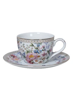 اشتري Royal Garden Tea Cup & Saucer, Multicolour - 240 ml في الامارات