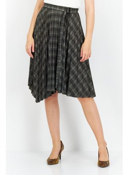 Buy Women Plaid Casual Midi Skirts, Grey Combo in UAE