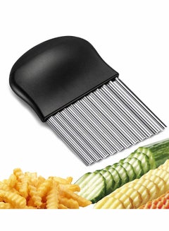 اشتري Stainless Steel Crinkle Cutter Potato Chips Cutter Vegetable Wavy Blade Cutter French Fries Chips Chopping Knives for Chopping Potato Vegetable Fruit Waffle Fries (Black) في الامارات