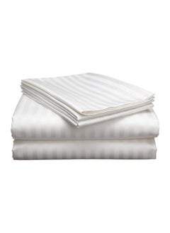 Buy White Stripes Single Bedsheet With Pillow Cover (150 by 230cm bedsheet and 50 by 70cm Pillow Cover) in UAE