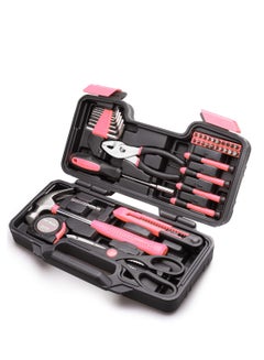 Buy 39Piece Tool Set General Household Hand Tool Kit with Plastic Toolbox Storage Case Pink in UAE