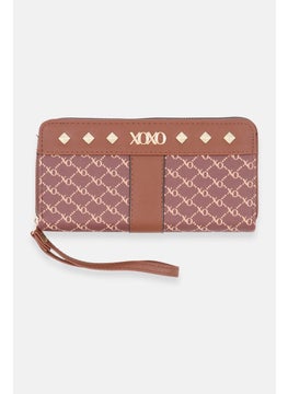 اشتري Women Brand Logo Wallet 10 H x 19 L x 2 W cm, Dark Brown في الامارات