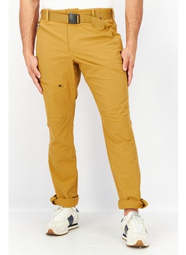 اشتري Men Regular Fit Solid Belted Cargo Pants, Brown في السعودية