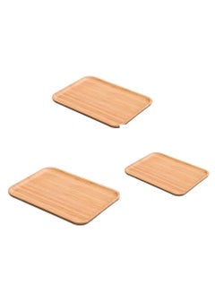Buy A set of durable and high-quality multi-use rectangular wooden serving trays consisting of three pieces, size 24*36 cm. in Saudi Arabia