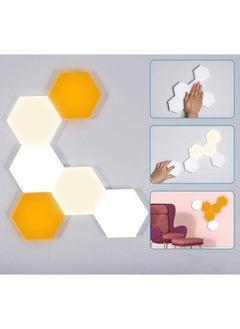 Buy 6 Piece Hexagonal Wall Light White/Orange in UAE