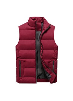 اشتري Mens Autumn Winter Casual Vest Stand Collar Cotton Red في الامارات