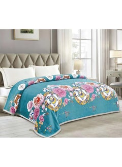 Buy Throw Blanket Single Size 160*200 CM Floral Printed Super Soft Flannel Weighted Bed Blanket for Bedding Sofa and Travel in Saudi Arabia