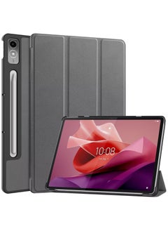 اشتري غطاء فوليو جلدي ذكي رفيع للغاية وخفيف الوزن، متوافق مع جهاز Lenovo Tab P12 مقاس 12.7 (2023) بوصة، مصمم لحماية الحامل ومقاومة السقوط لجهاز Tab P12 (رمادي) في السعودية