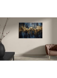 Buy Dark Blue And Gold Abstract printed canvas wall art 120x80 in Egypt