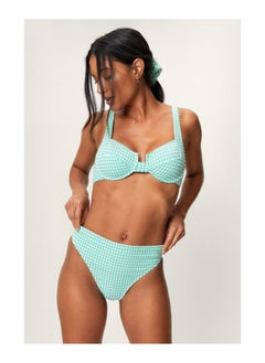 Buy Gingham Print Structured Bikini 3 Piece Set in Saudi Arabia