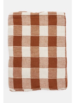 Buy Checkered Table Clothes 140 x 180 cm, White/Brown in Saudi Arabia