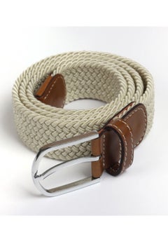 Buy 105-110cm Elastic Braided belt Needle Buckle Elastic Belt Casual Canvas Beige in UAE