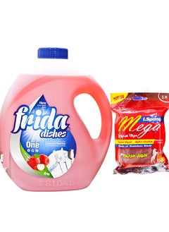 Buy Frida Dish Washing Red Apple 4kg + Sponge Multi color in Egypt