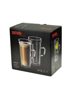 Buy A set of juice mugs, 2 pieces, 400 m, double glass, transparent, Czech, 940013 in Egypt