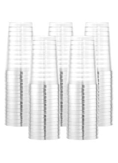 Buy Pack of 100 Silver Rimmed Disposable Plastic Cups - 12 oz Premium Party Wine Glasses and Cocktail Tumblers. in Saudi Arabia