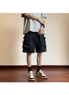 Buy Summer Mens Cargo Shorts Casual Loose Fit Black in UAE