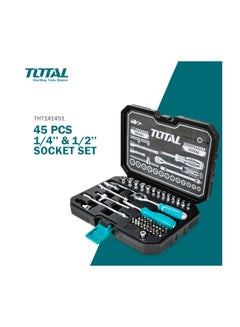 Buy TOTAL Professional Grade 1/4 Socket Set 45-Piece Kit for Precision Work -THT141451 in Saudi Arabia