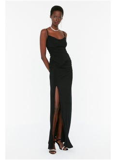 اشتري Black Knitted Long Evening Evening Dress TPRSS22AE0112 في مصر