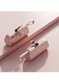 Buy M MIAOYAN second generation capsule charging treasure Apple and Typec data cable double plug comes with mobile phone bracket small portable multi-function mobile power pink in Saudi Arabia