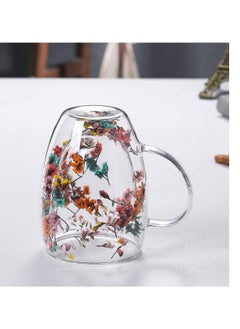 Buy Roses Double Wall Glass Coffee and Tea Mug with Handle 300ml Random Roses Design in Egypt