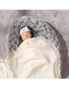 Buy Baby Blanket, Infant Swaddle Wrap Sleepsack Stroller Cover Soft Newborn Blankets Fringed gauze Bath Gauze Beige 80*65cm in Saudi Arabia