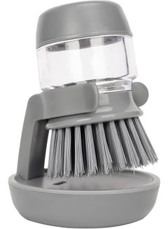 Buy Soap Dispensing Palm Brush, Dishwashing Kitchen Scrub Brushes Dish Scrubber with Holder Drip Tray, For Dish Sink Pan Pot Washing and Cleaning in Saudi Arabia