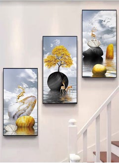 Buy 3-Panel Duplex Art Painting for Entrance Decorative Wall Hanging (Fortune tree) in UAE