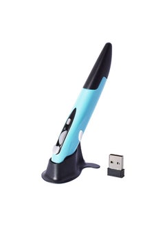 اشتري 2.4g wireless mouse pen personalized creative vertical pen mouse computer accessories handwriting pen drawing office factory Blue في السعودية