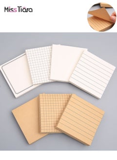 اشتري 7 Psc Lined Sticky Notes Self-Stick Notes 80 Sheets/Pad Paste Notes with Lines Automatically (White + Kraft) في الامارات